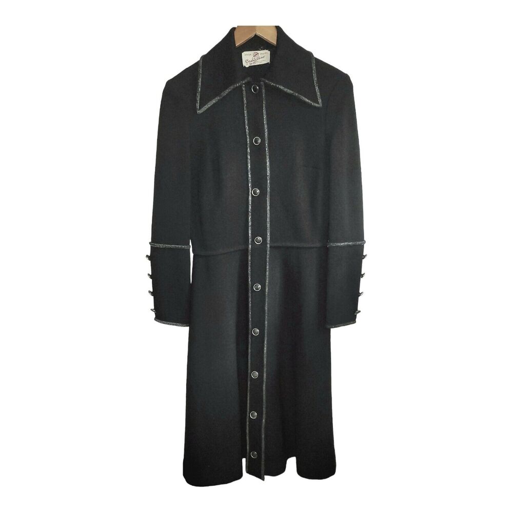 NWT Vintage Cadillac Mod 1960s Italian Pure Virgin Wool Long Black Sweater Flaws